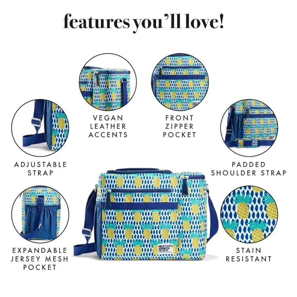 Fit + Fab bouffants & broken hearts pineapple cooler bag
